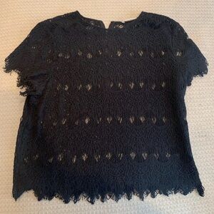 Alice + Olivia Black Crochet Lace Top Size L